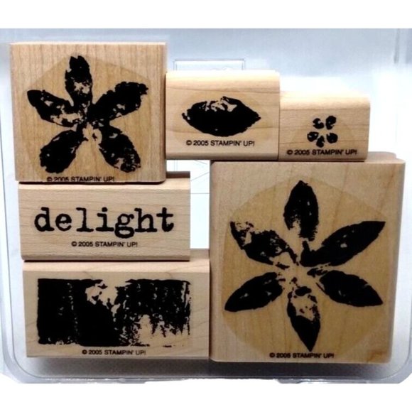Stampin Up Paint Prints 6 Piece Rubber Stamp Kit 2004 Two Step Stampin Floral - Picture 2 of 4